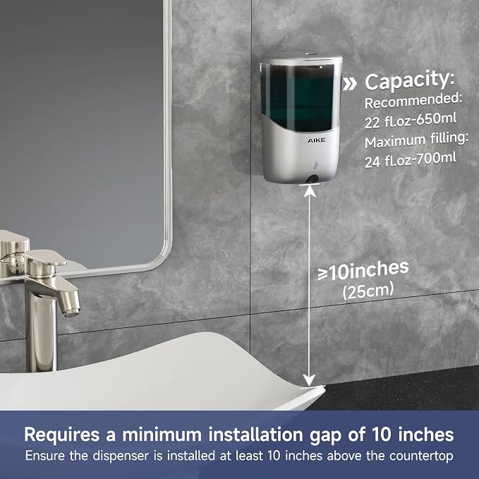 AIKE Automatic Commercial Soap Dispenser and Wall Mount Paper Towel Dispenser Bundle, Model AK1216_Silver_5180_Brushed