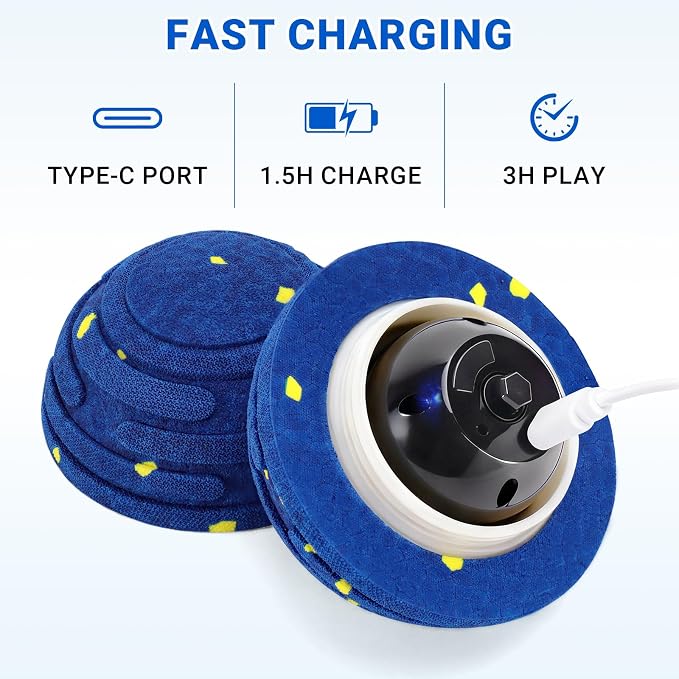 Smart Interactive Dog Toy with Remote Control, E-TPU Toy Ball for Aggressive Chewers, Automatic Moving, IPX6 Waterproof, Rechargeable Rolling Ball for Small/Medium/Large Dogs, BLU&YLW