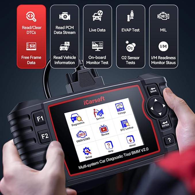 iCarsoft 2025 BMM V2.0 OBD2 Scanner for BMW/Mini/Rolls-Royce, Full System Diagnostic Tool Code Reader with 9 Resets-Oil/SAS/EPB/BMS/ETC/D.P.F/BLD/INJ/TPMS, AutoVIN Battery Test, Lifetime Update