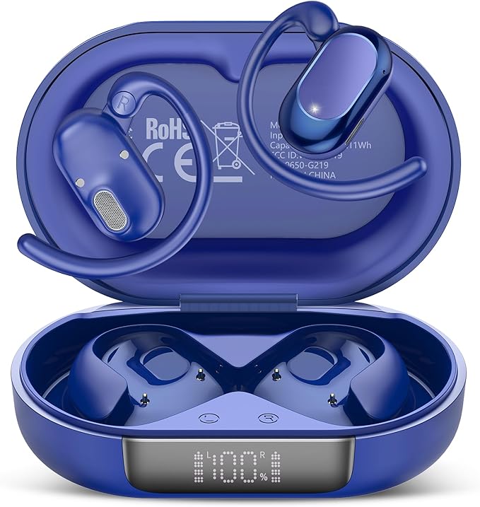 Open Ear Headphones, 2026 Over Ear Earbuds with 4 Noise Canceling Mic, 36H Wireless Earbuds Stereo Sound, IPX7 Waterproof Sports Headphones, Bluetooth 5.4 Headphones with Ergonomic Earhook for Running