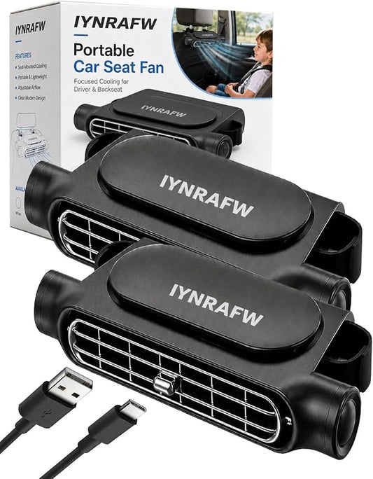 Car Seat Ac Fan for Drive & Backseat for Kids Portable Carseat Cooling Fans Rear Facing Mini Back Seat Headrest Quiet Neck Fan with 3 Adjustable Wind Speeds for All Cars Accessories Vehicle