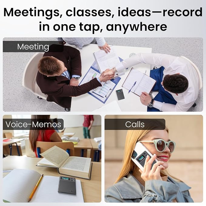 AI Voice Recorder, NEWYES Ailog Smart Digital Audio Recorder Meeting Card (Deep Gray)