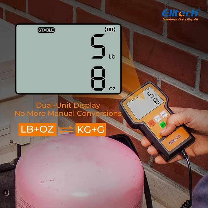 Elitech LMC-100A+ 220Lbs Refrigerant Scale Electronic Freon Charging Recovery Weight Scale for HVAC with Case