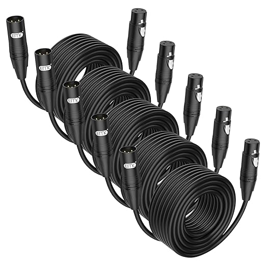 EMK XLR Cable 1.5ft/50CM (5 PCS) – Balanced Male to Female Microphone Cord, 3-Pin Professional Audio Cable – Oxygen-Free Copper (OFC) for Studio, Mixer, Amplifier