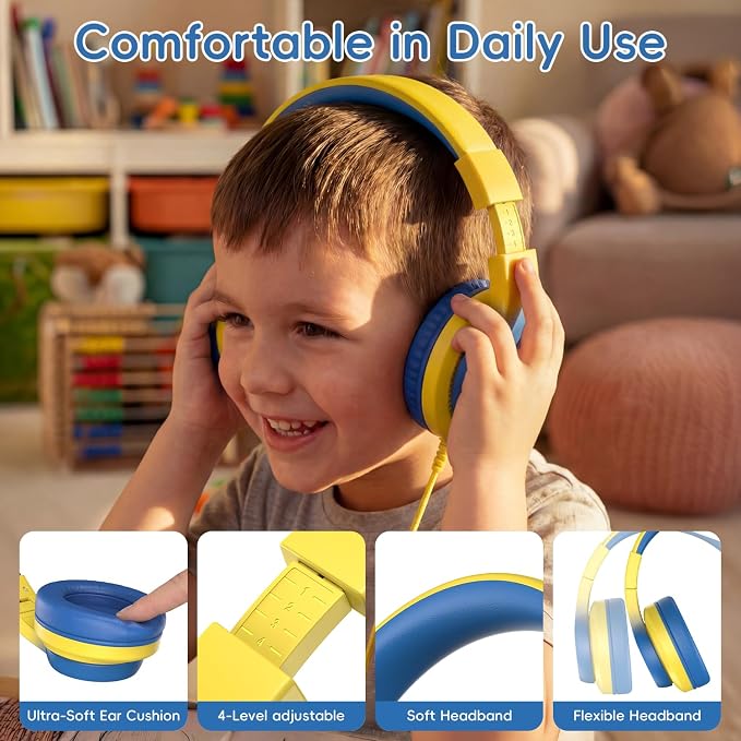 Candy Bila USB C Headphones for Kids,Foldable Wired Over-Ear for Boys Girls | 85dB Safe Volume, HD Stereo Sound, Adjustable headband, Tangle-free cord easy storage, Ideal for School, Travel, iPad, Tablet