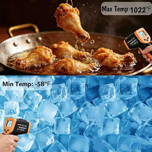 OnniOne Infrared Thermometer Temperature Gun -58℉~1022℉, Digital Laser Thermometer Gun for Cooking Blackstone Pizza Oven Griddle, IR Thermometer with Carrying Storage Case, Backlit (NOT for Human)