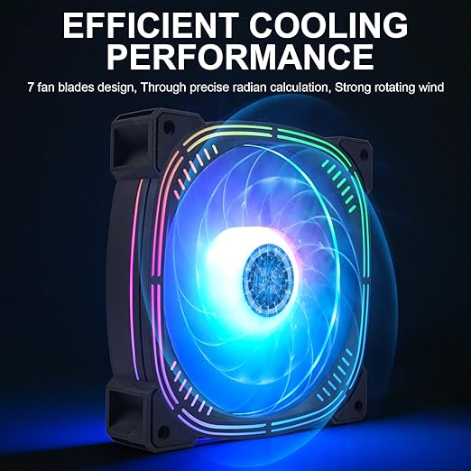 Rainbow LED RGB Fans with Controller for PC Case, CPU Cooler, Radiators System (6pcs RGB Fans, G Series)