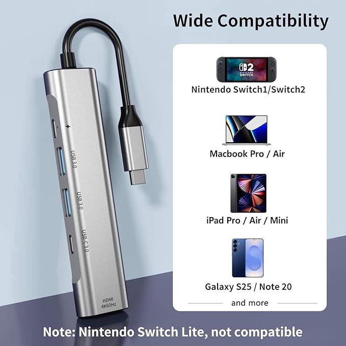 RREAKA Switch TV Docking Station for Nintendo Switch 2/Switch/Switch OLED, Portable Travel Dock Replacement with 4K 60Hz HDMI/PD 100W/USB3.0 Port for Official Nintendo Switch