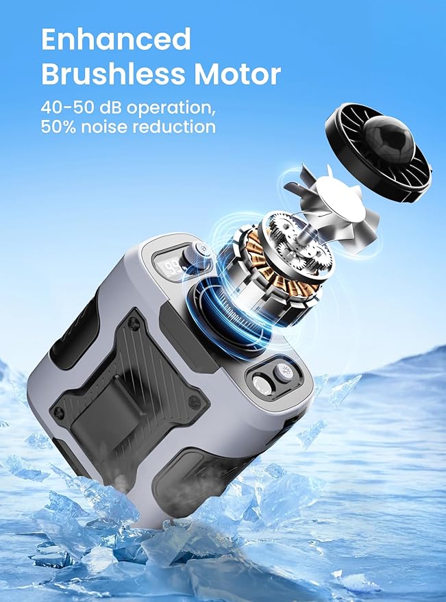 Koonie Portable Waist Clip on Fan for Shirt, Wearable Belt Personal Cooling Fan with 100 Levels of Speeds, Rechargeable Battery Supports 24H Working Time, Under-shirt Fan for Outdoor Work, Travel