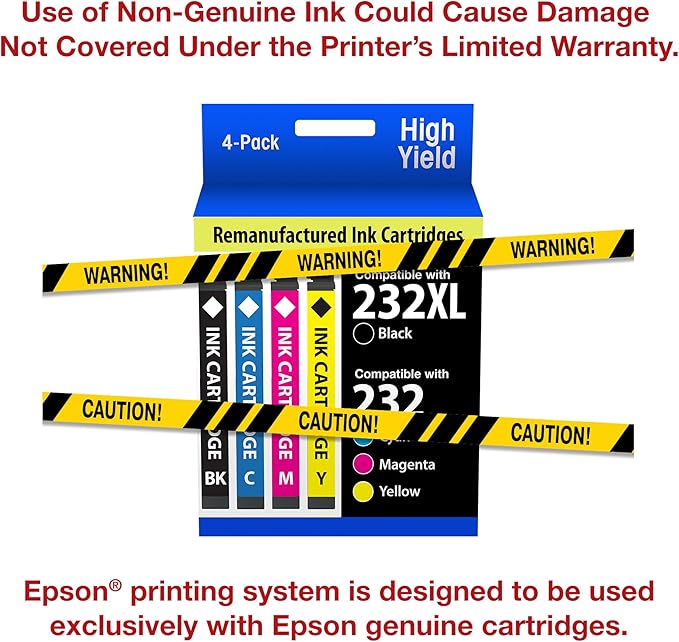 EPSON 232 Claria Ink High Capacity Black & Standard Color Cartridge Combo Pack (T232XL-BCS) Works with WorkForce WF-2930 ,2950 and Expression XP-4200, 4205