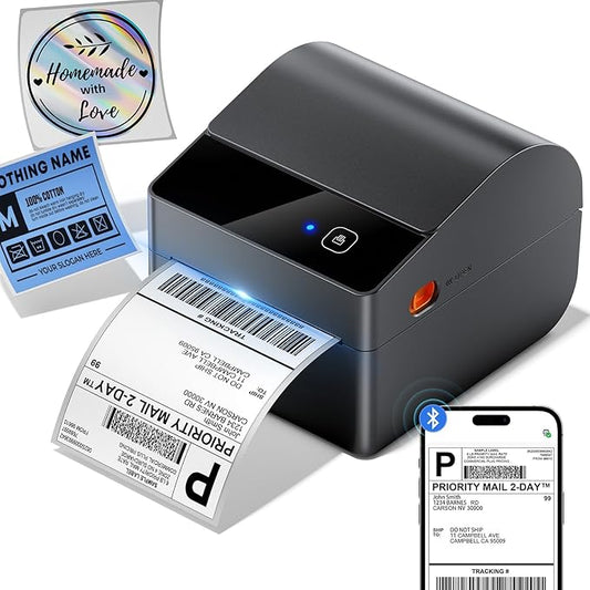 ASprink Bluetooth Shipping Label Printer 4x6, 2026 Upgraded Thermal Label Printer with Built-in Paper Bin, Thermal Printers for Small Business & Shipping Packages, Compatible with Amazon, Tiktok, USPS