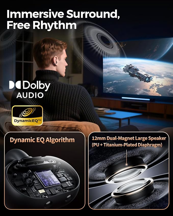 SoundPEATS Clip1 Advanced Open Ear Earbuds with Hi-Res LDAC & Dolby Audio | Comfortable, Secure Clip-On Design for Sports, Workouts, Office | 40H Playtime, Fast Charging, IPX5, Bluetooth 5.4