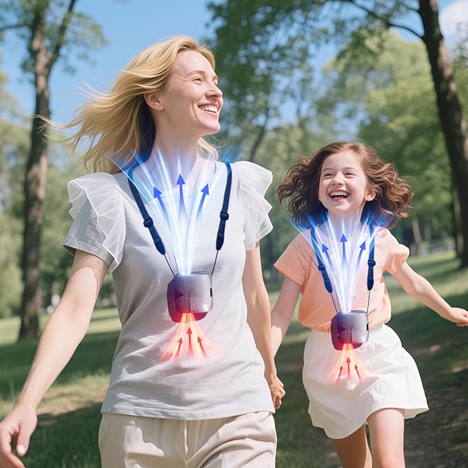 FULSUNT 2025 Upgraded Portable Waist Fan Clip On Up to 40H Cooling, 6 Speeds 14000RPM Powerful Airflow, 6000mAh Shirt Fan Body Fans Rechargeable, Wearable Belt Fans for Outdoor Work Travel