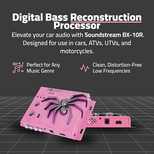 Soundstream BX-10R Bass Restoration Processor with Parametric Bass Equalizer, Digital Bass Processor for Car Audio, Balanced Inputs & Dash Mount Remote Control - Pink