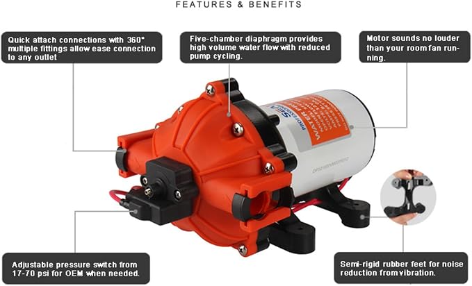 SEAFLO 52-Series Water Pressure Diaphragm Pump - 12v, 5.5GPM, 60PSI