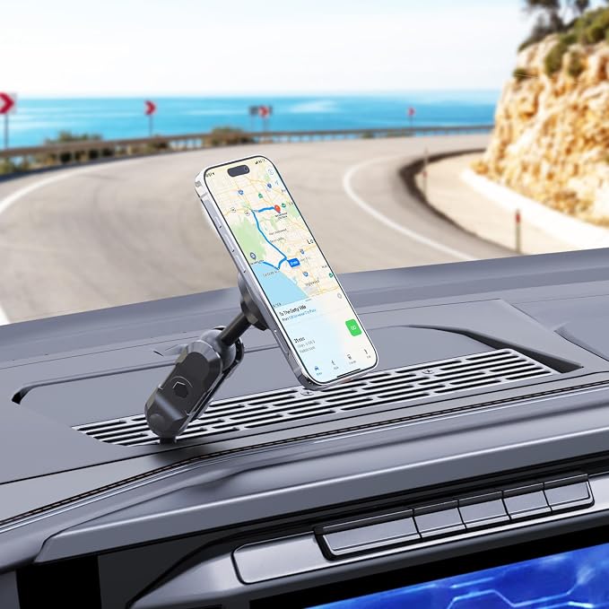 Stainless Steel Phone Mount for 2024+ Ford F150 Phone Holder with Magnetic Heads - All-Metal Shakeproof Dash Mount Install Super Stable - Ford F150 Phone Mount