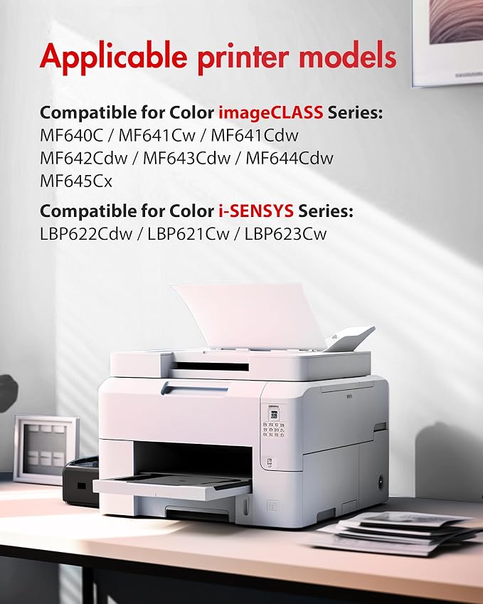 054 Toner Cartridge Set 4 Pack - Replacement for Canon 054 054H CRG-054, for Canon MF642cdw Toner Cartridges, Works with Canon Color imageCLASS MF642Cdw, MF644Cdw, MF641Cdw, LBP622Cdw Printer