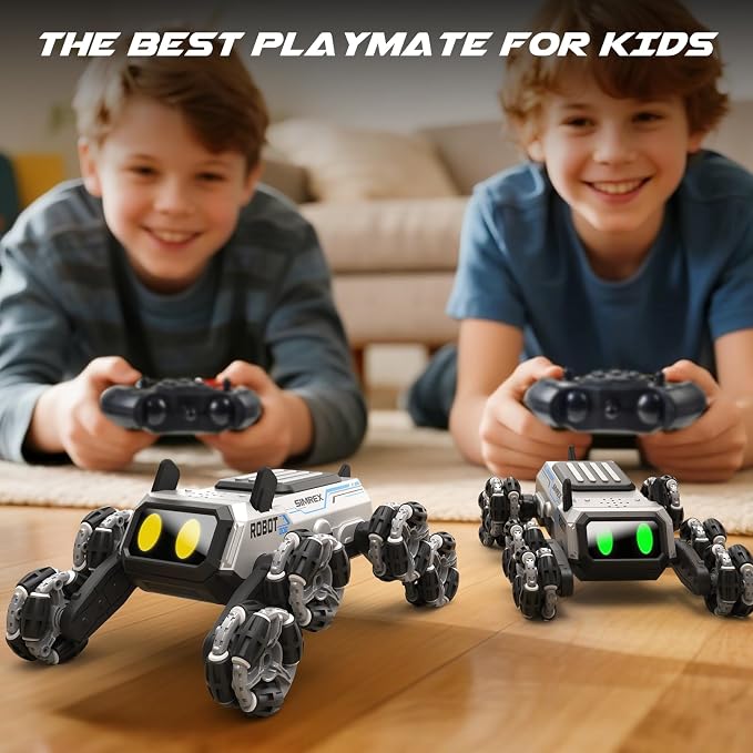 SIMREX Robot Dog RC Stunt Car Toys - Gesture Sensing Remote Control car with Mecanum Wheels, LED Eyes, 3 Sound Effects, Birthday Gift for Kids Boys Girls