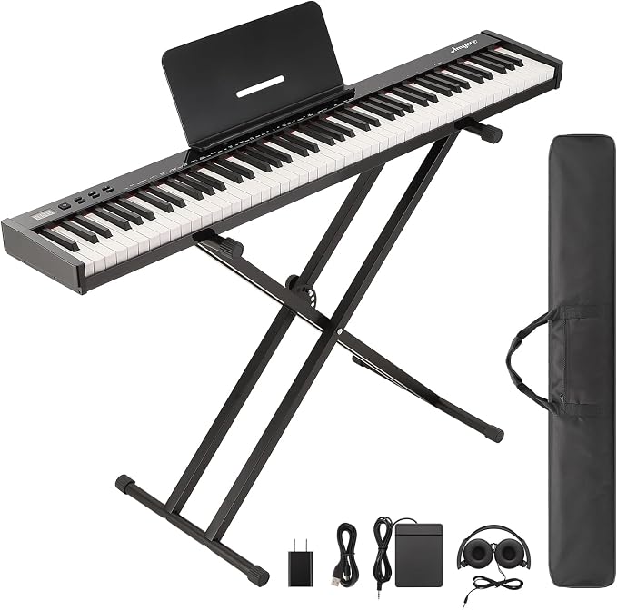 GarveeLife 88 Key Keyboard Piano, Full-Size Electric Keyboard Piano for Beginners, Portable Electric Piano with Stand, Headphones, Sustain Pedal, Handbag, Bluetooth, USB MIDI