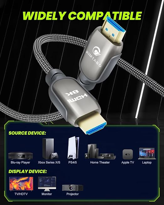 Certified HDMI 2.1 Cable 3ft, Ultra High Speed HDMI Cable, 4K HD 120Hz 144Hz 2K 240Hz 8K HDMI Cable 48Gbps, eARC HDCP 2.2&2.3 HDR 10+ Dolby Compatible with PS5/Xbox Series X/Smart TV 4K