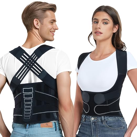 Back Brace Posture Corrector for Women and Men with Spine Vertical Alignment System, Lower Back Pain Relief, Back Straighter Instant Posture Corrector - Scoliosis (Black, Medium (Waist 32"-40"))