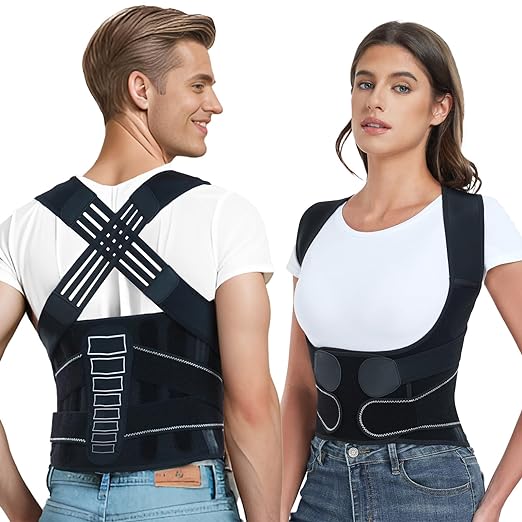 Back Brace Posture Corrector for Women and Men with Spine Vertical Alignment System, Lower Back Pain Relief, Back Straighter Instant Posture Corrector - Scoliosis (Black, Large (Waist 40"-47"))