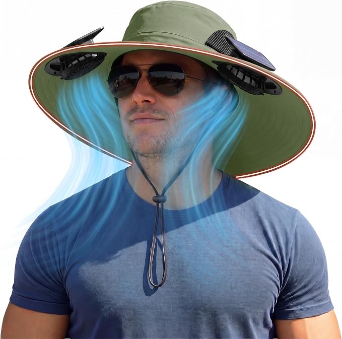 Solar Fan Hat with Steel Brim for Men Women UPF 50+ Garden Outdoor Fishing Beach Essential