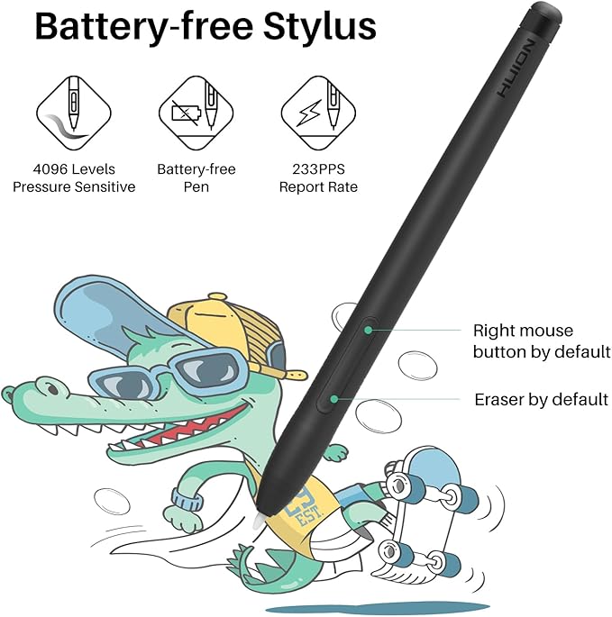 HUION Inspiroy H430P Drawing Tablet 4.8x3 Graphic Tablet with Battery-Free Stylus 4 Hot Keys, Art Tablet for Drawing, Writing, Design, Teaching, Work with Mac, PC, Linux & Mobile