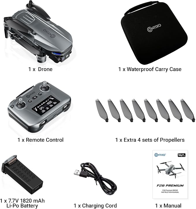 Contixo F28A Premium Drone With 4K Camera, Two-axis Gimbal, 23 Mins Flight Time, 110° Wide-angle, Follow Me, Auto Return, 1000m Control Range, GPS Professional Drones For Adults, Beginner, Teenager