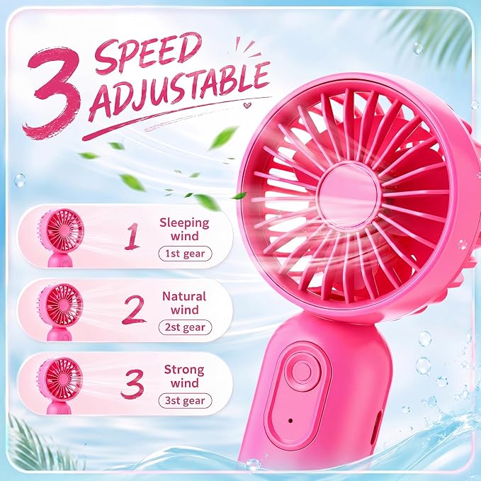Rossesay 6 Pcs Mini Portable Fan Bulk Cute Handheld Lightweight Small Little Personal Hand Eyelash Fan 3 Speeds USB Rechargeable for Women Men Indoor Outdoor Makeup Travel (Rose Red)