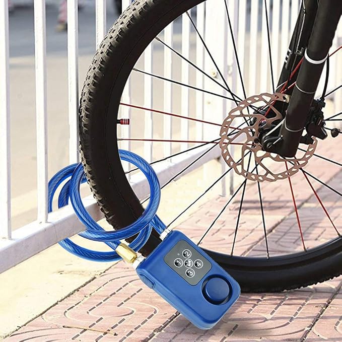 Sonew Smart Keyless Alarm Lock with 110db Alarm IP44 Anti-Theft Chain Lock for Motorcycle/Gate/Gates/Blue