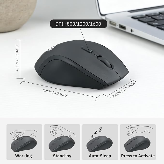 FOPETT Wireless Ergonomic Keyboard for PC, 2.4G Full Size Wireless Keyboard and Mouse Combo, Comfortable Natural Split Keyboard Mouse for Windows Computer Desktop Laptop