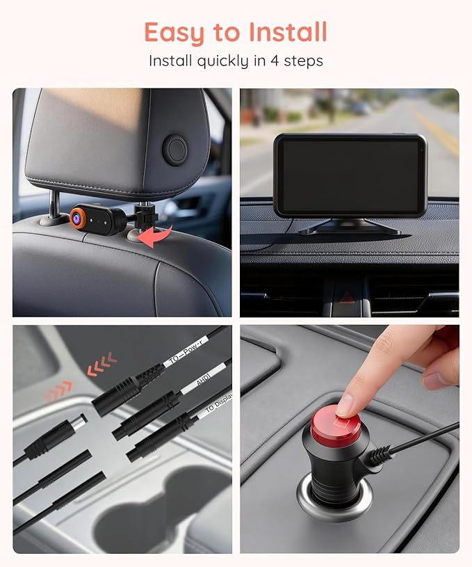 LUCKVIEW BM2 PRO Dual Baby Car Camera, 5.2" 1080P HD Display for Rear-Facing Car Seats, IR Night Vision, Anti-Shake Mount, Easy Install – Ideal for Parents with 2 Kids and Pets