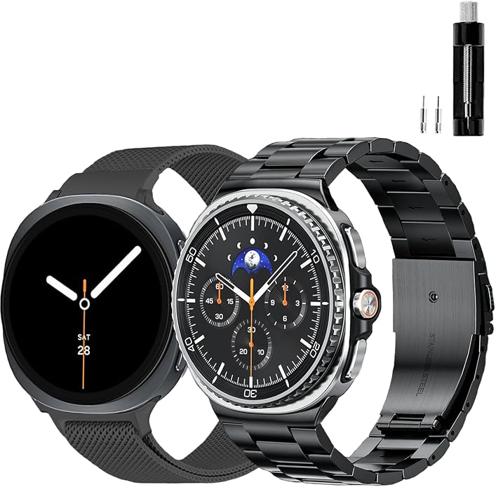 GOLDTOLUCK No Gap Stainless Steel Band Compatible with Samsung Galaxy Watch 8 7 6 5 4 Classic FE Pro Ultra 40mm 44mm 46mm 43mm 47mm 45mm 42mm Replacement Men Women Milanese Metal Elegant Casual