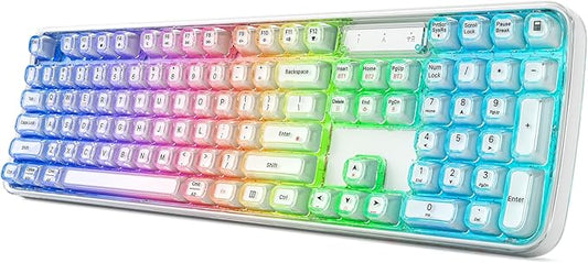 MOFII Upgraded Wireless Ergonomic Keyboard, BT/2.4Ghz Tri-Mode Ergo Keyboard with Natural Curve, RGB Backlit, Rechargeable Battery, Full-Size Keyboard for Computer/Laptop/Mac/MacBook, Pearl White