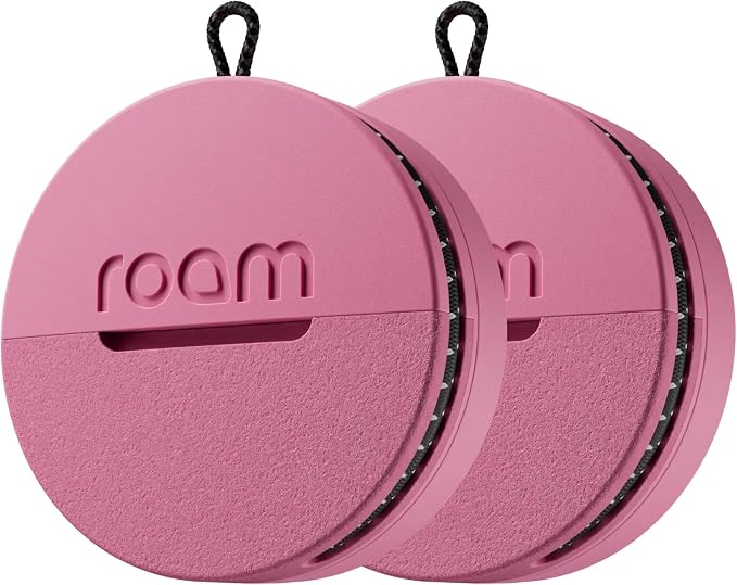 ROAM SMART TRACKER - Bluetooth Tracker & Item Locator for Keys, Wallet, Luggage, Kid & Pet Gear, (iOS, Android), No App or Subscription, Fast Setup, Waterproof | 2-Pack, Pink