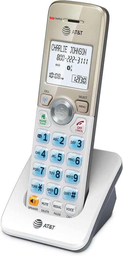 AT&T DL70019 Additional Handset for DL72x19 Series Cordless Phone - Bluetooth Connect to Cell, Smart Call Blocker, 1.8" Backlit Display, Big Buttons, Intercom
