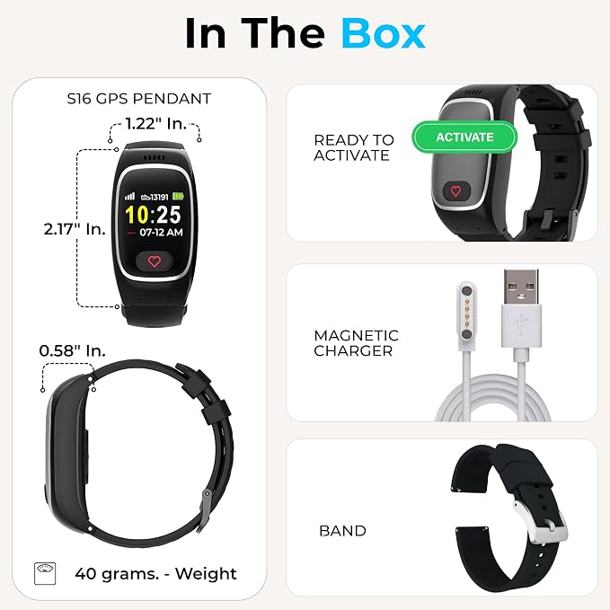 Seculife Medical Alert Smartband for Seniors — Alerts Go Direct to Family, No Call Center | Auto Fall Detection, GPS Tracking, Heart Rate Monitor, 2-Way Calling, SOS Button, Waterproof Wearable