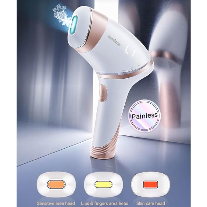 Boston & Co. Sapphire Cooling IPL Hair Removal Device Painless Long-Lasting Result for Women & Men, Permanent Hair Reduction 3 Precision Heads for Face, Bikini, Legs, or Full Body Use