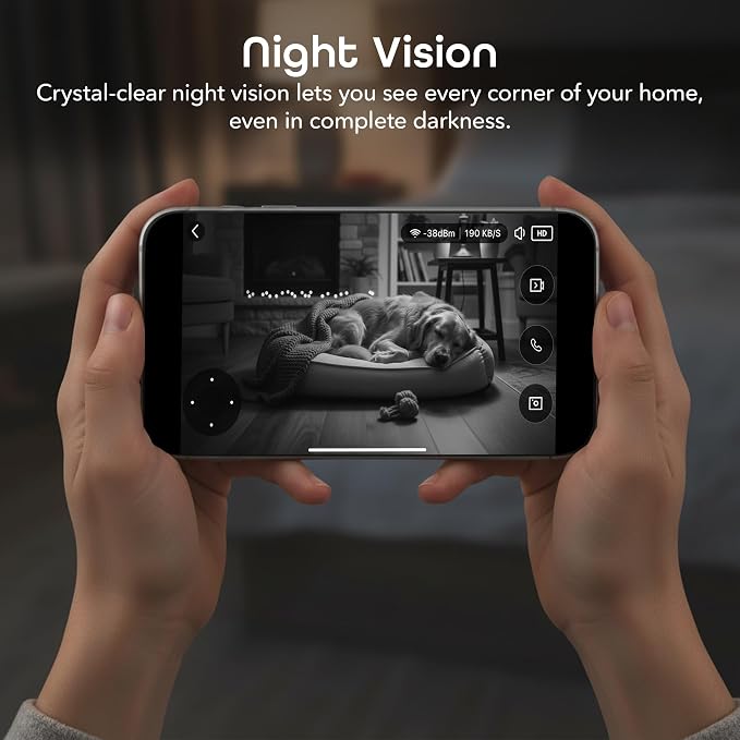 Geeni Sentinel Smart 2K Indoor Security Camera with Auto-Tracking – Dual-Band 2.4GHz & 5GHz WiFi, 2K HD Video, App & Voice Control, Motion Detection, White