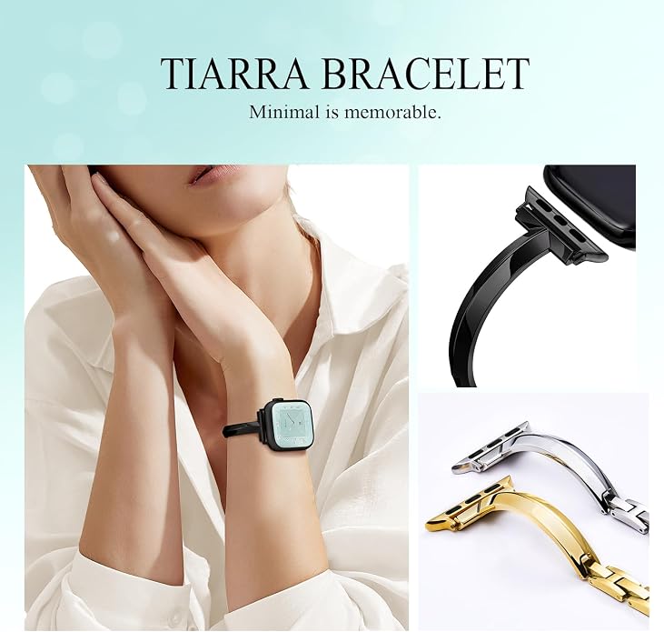 Missair Thin Band Compatible with Apple Watch 38mm 40mm 41mm 42mm 44mm 45mm 46mm 49mm for Women, Slim Bracelet Designer Dressy Stainless Steel Metal Strap for iWatch Series 11 10 9 8 7 6 5 4 SE Ultra