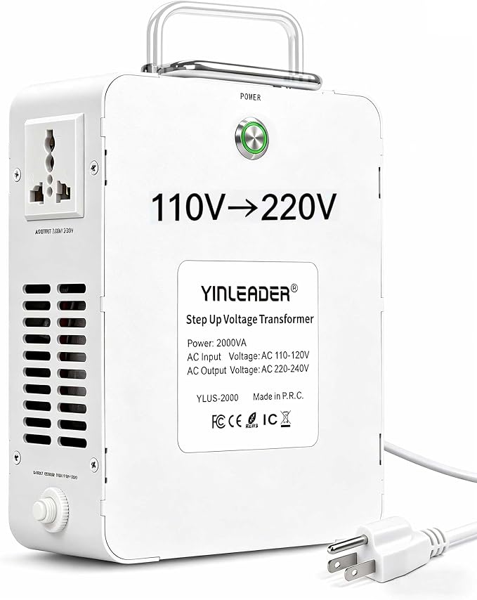 Yinleader 2000w Step Up Transformer 120v to 240v Voltage Converter 110v to 220v Using 220/230/240 Volt European Asian Appliances in US/CA/MX