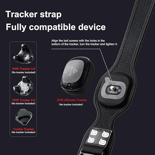 QOi Trackerstraps for Vive Tracker 3.0, 2.0, Tundra Tracker, Vive UltimateTracker Empower Full Body Tracking in VR Chat,and Other FBT Apps(Tracker Sold Separately) 1XBelt 2XShort Band Black