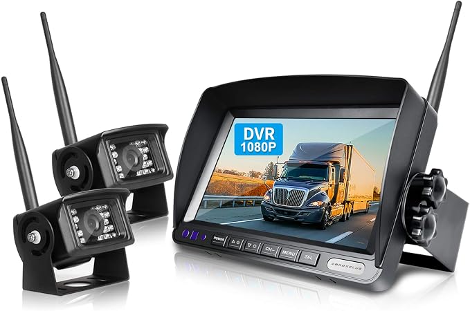 ZEROXCLUB 1080P FHD Digital Wireless Backup Camera System Kit for RV/Truck/Trailer/Van/Bus,Night Vision,7inch HD LCD Monitor,IP69 Waterproof Rear View Camera No Interference Record-HW02-M