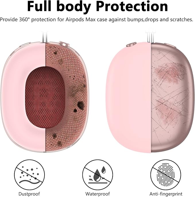 Silicone Case Cover for AirPods Max Headphones,Ear Pad Case Cover/Ear Cups Cover/Headband Cover for AirPods Max 2/1 (2026/2024/2020)(USB-C/Lightning),Silicone Accessories for Apple AirPods Max 2, Pink | Ear Pad Case Cover