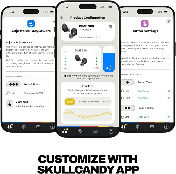 Skullcandy Dime 360 Wireless Earbuds, Bluetooth Headphones, Noise Isolating Fit, Up to 28 Hours Battery, Microphone for iPhone Android, Easy Carry with Clip-Anywhere Case - Bone