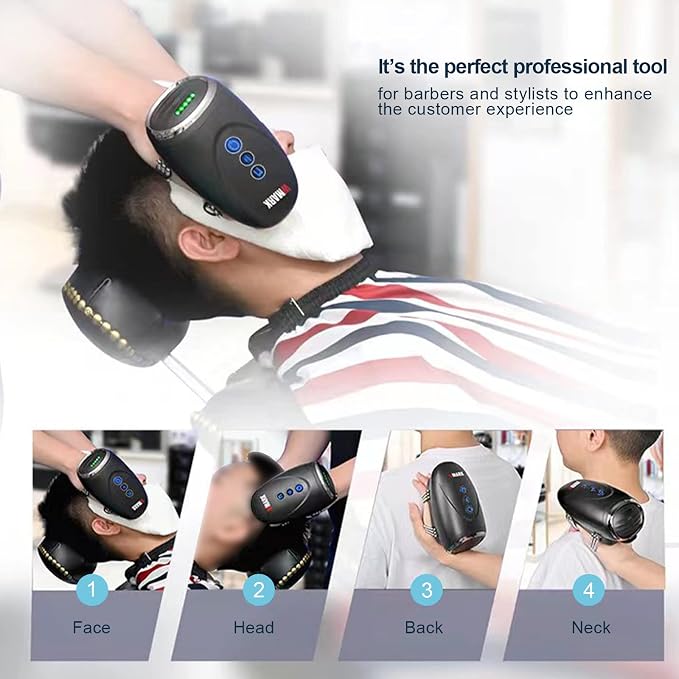 WMARK Barber Massager/Cordless HandheldMassager, Charge Neck/Legs/Hand/FaceMassager, 2 Massage Nodes 2600AMH,Black
