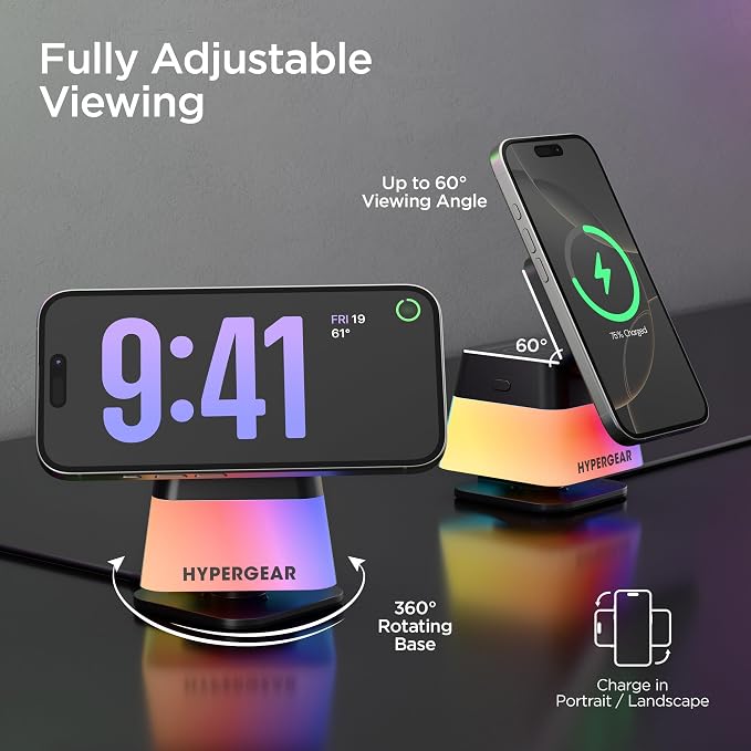 MagSafe 3-in-1 Cube Wireless Charging Stand, 15W Foldable Fast Magnetic Charger Dock, Phone Mount for iPhone 17/16/15, Apple Watch 1-8/Ultra & AirPods
