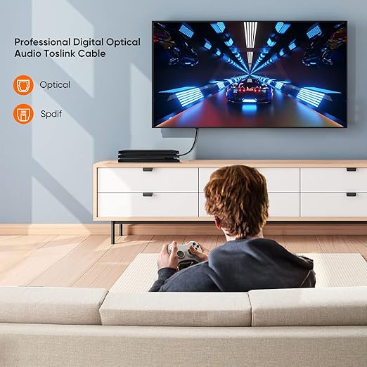 CableCreation Optical Digital Audio Cable 6FT, Slim Fiber Optic Toslink Gold Plated Optical S/PDIF Cord for Home Theater, Sound Bar, TV, PS4, Xbox, VD/CD Player, Game Console& More, Black/OD:2.2mm