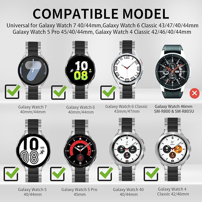 GOLDTOLUCK No Gap Stainless Steel Band Compatible with Samsung Galaxy Watch 8 7 6 5 4 Classic FE Pro Ultra 40mm 44mm 46mm 43mm 47mm 45mm 42mm Replacement Men Women Milanese Metal Elegant Casual